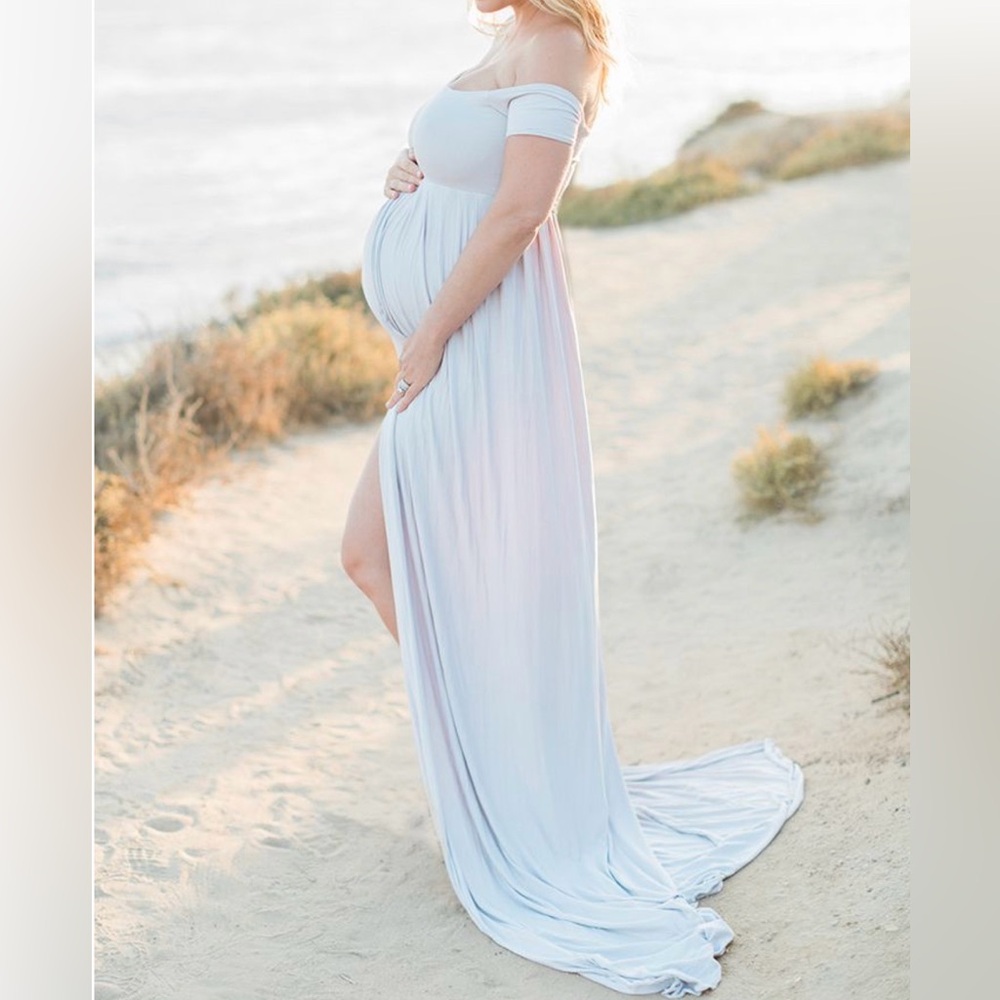 Grey maternity dress off shoulder size xs-small